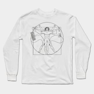 Vitrubian man playing videogames Long Sleeve T-Shirt